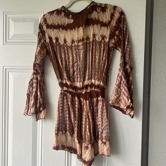 Brown Tye Dye Romper from KUSH - Size Small - BRAND NEW w Tags - Long Sleeve - Picture 6 of 6